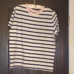 Old Navy blue, pink and white striped T-shirt